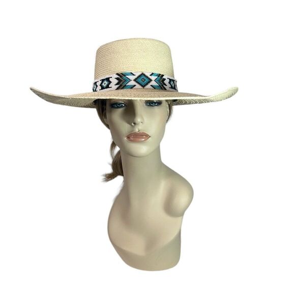 Big Bend Saddlery Alpine Texas Palm Leaf Wide Brim Vaquero Hat w/ Beaded Hatband main image 5